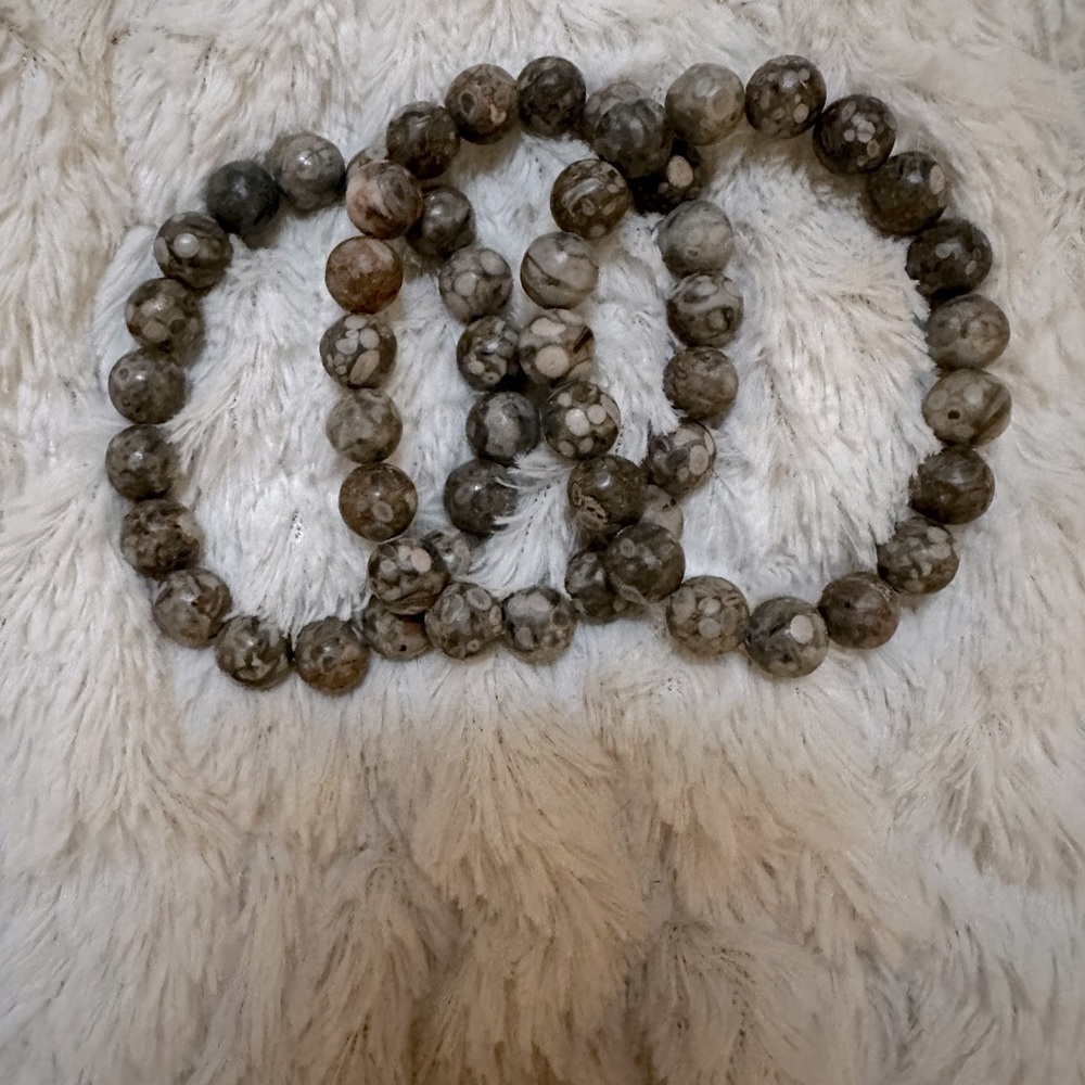 Handmade natural stone stretch beaded bracelets (set of 3)